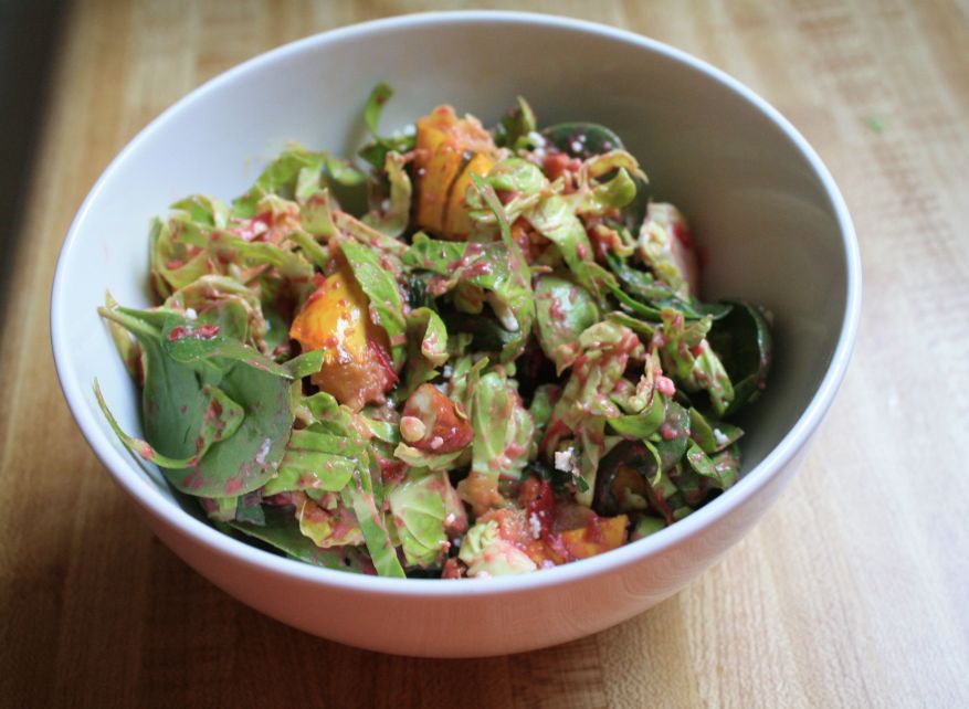 shaved brussels sprout salad with cranberry vinaigrette