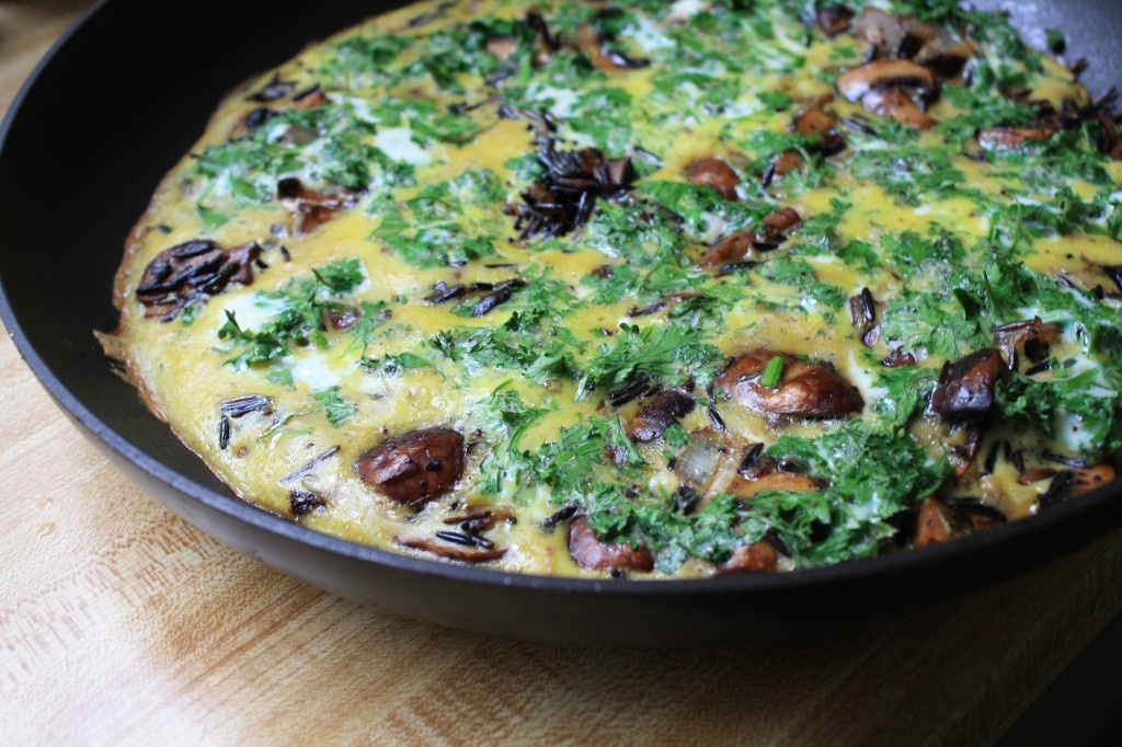 Wild Rice Frittata with Mushrooms and Crisped Prosciutto from Ancient Grains for Modern Meals