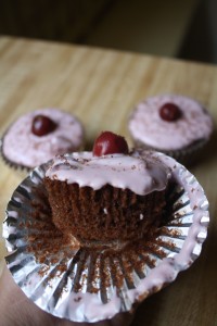 DESSERT RECIPES- Chocolate Almond Cake with Cherry Cream Cheese Frosting