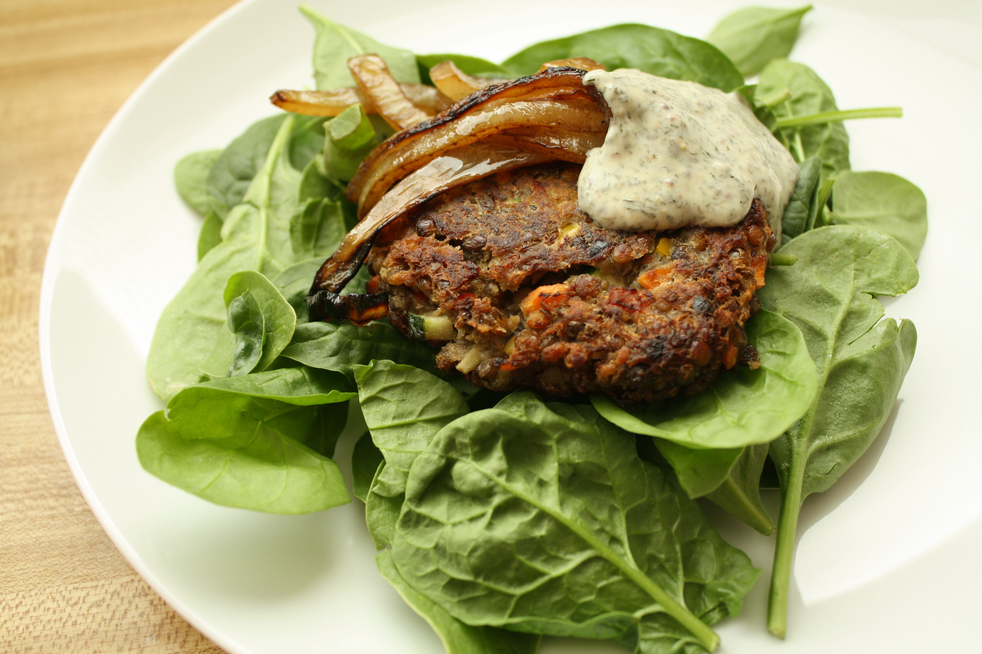 SALAD RECIPES- Lentil Croquette Spinach Salad