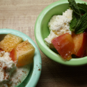 elberta fay peaches with ricotta and mint