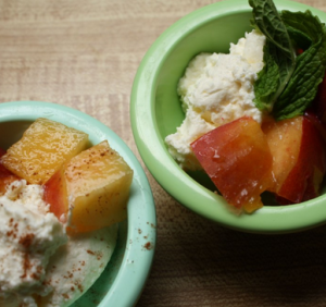 elberta fay peaches with ricotta and mint