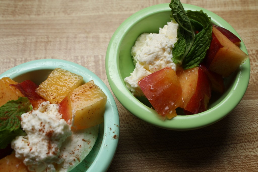 peaches and ricotta and mint