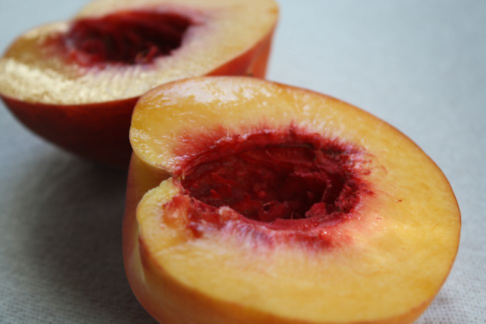 palisade peach cut in half