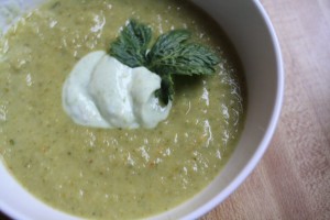SOUP RECIPES- Bok Choy Celeriac Soup with Avocado Crema