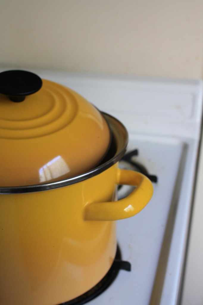 making a pot of creamy black beans