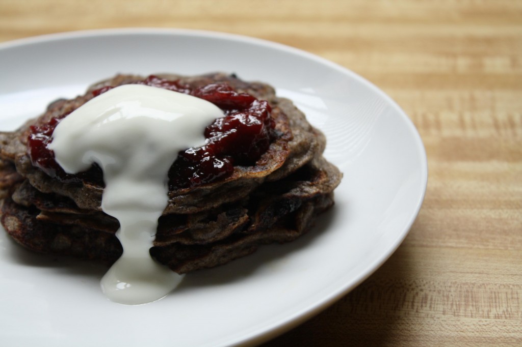 buckwheat-huckleberry-pancakes-with-plum-ginger-compote