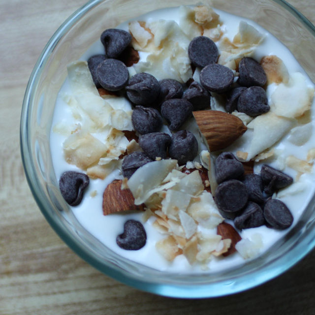 creamy coconut almond joy yogurt