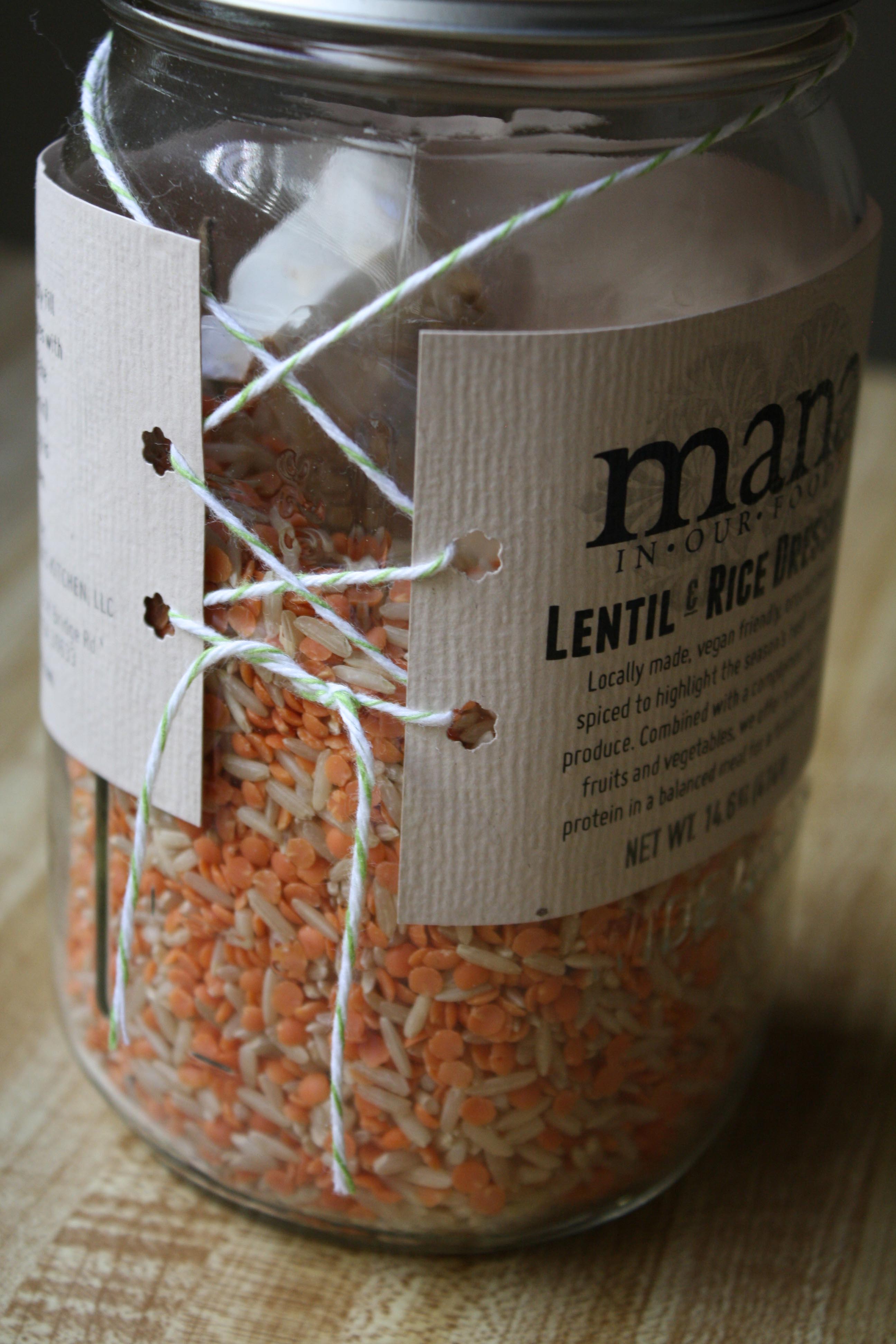 mana in our foods | lentil and rice jar packaging