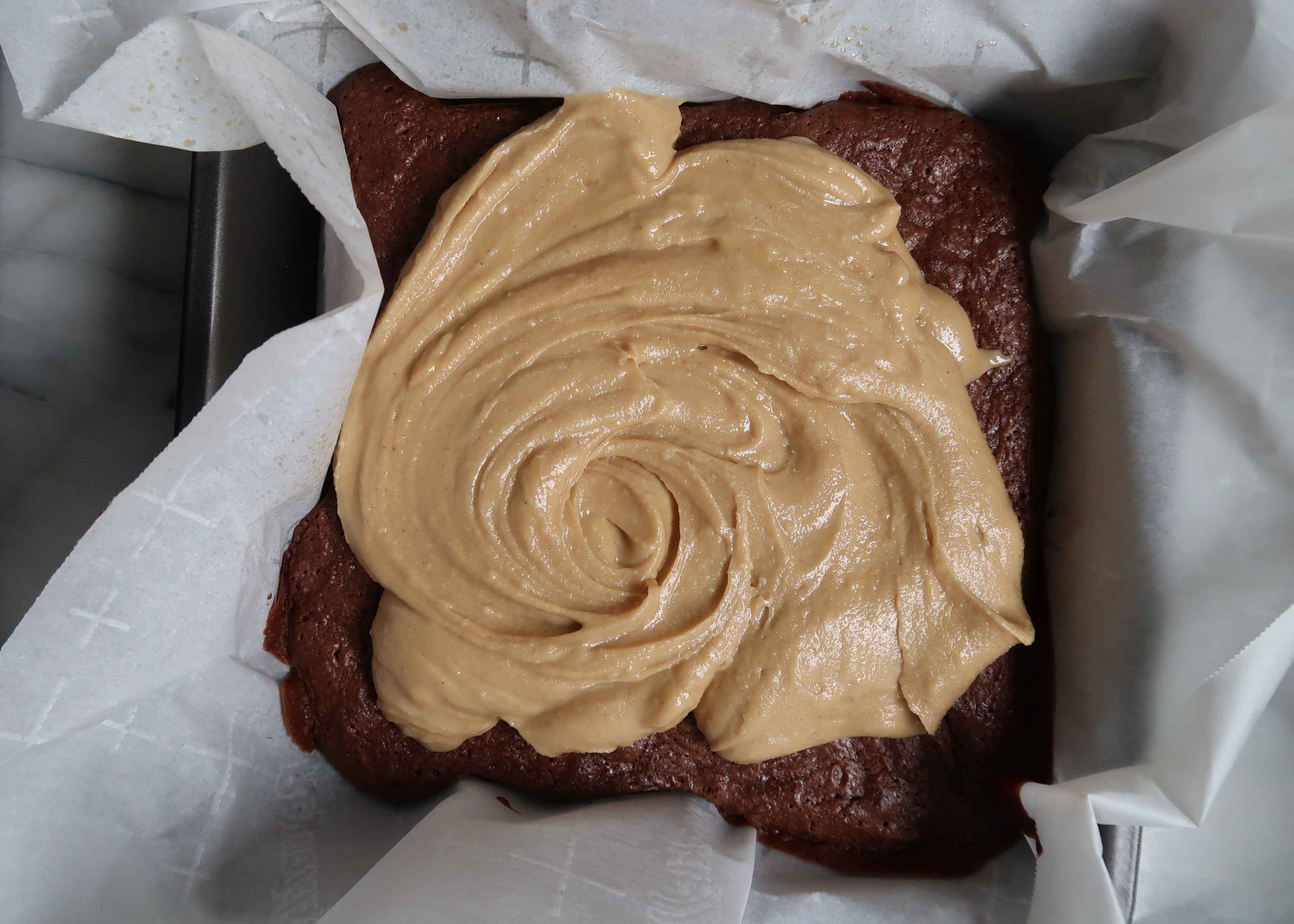 Chocolate Brownies with Salted Tahini Frosting