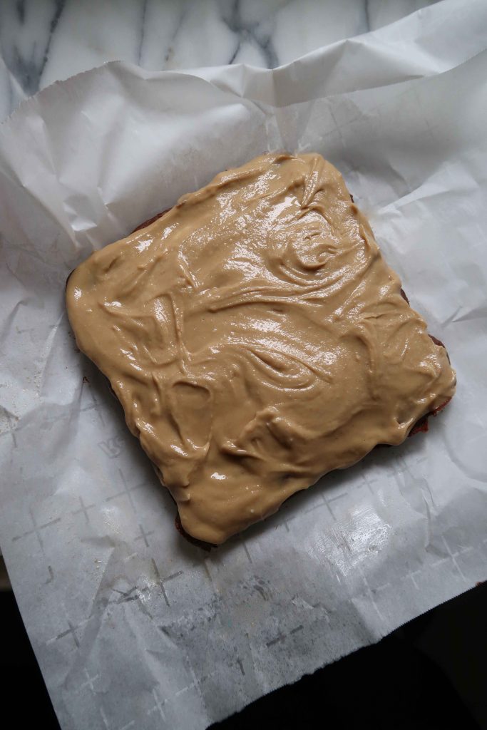 Chocolate Brownies with Salted Tahini Frosting