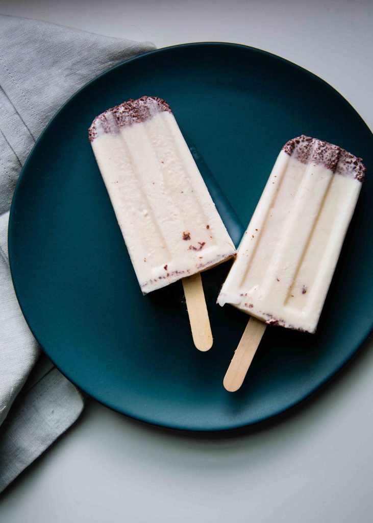 Infusing fresh herbs into cream is what makes these Mint Basil Chip Popsicles unforgettable