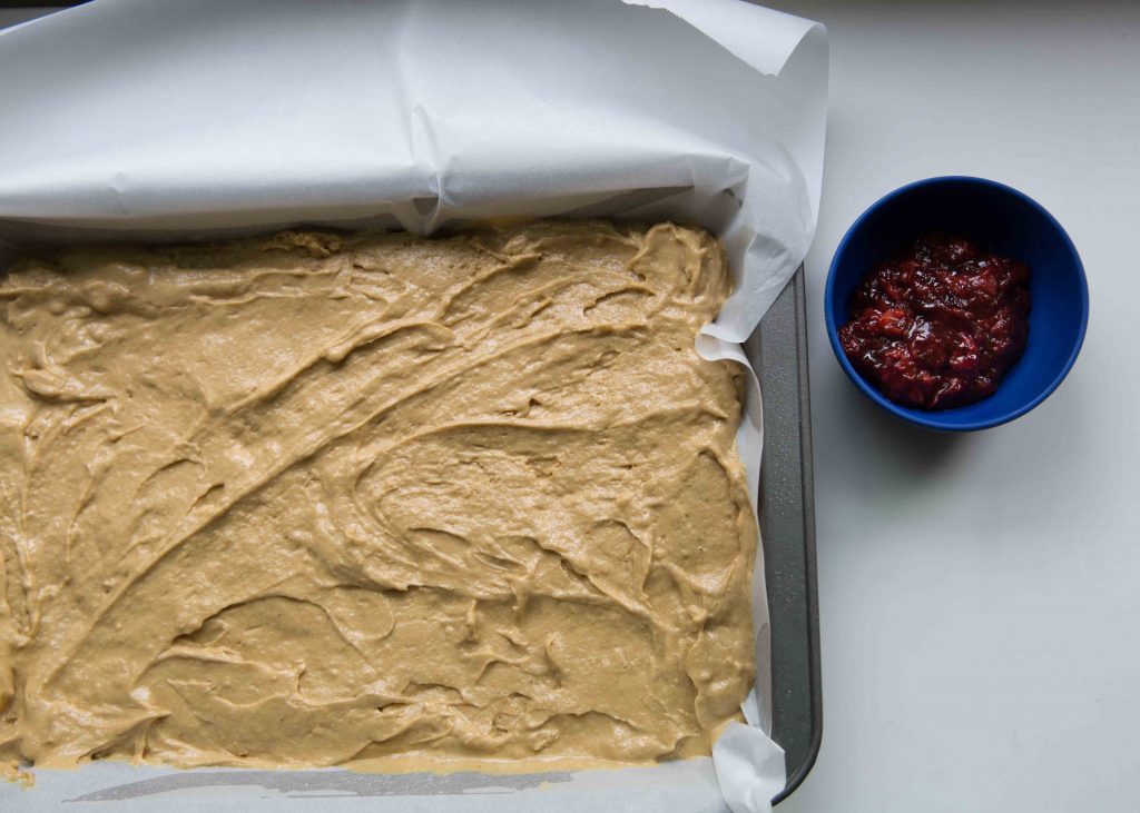 Cook down the Strawberry Balsamic Jam after making the Roasted White Chocolate Brownie batter.