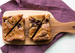Roasted White Chocolate Brownies with Strawberry Balsamic Swirl are a great teatime treat and pair well with Darjeeling tea.