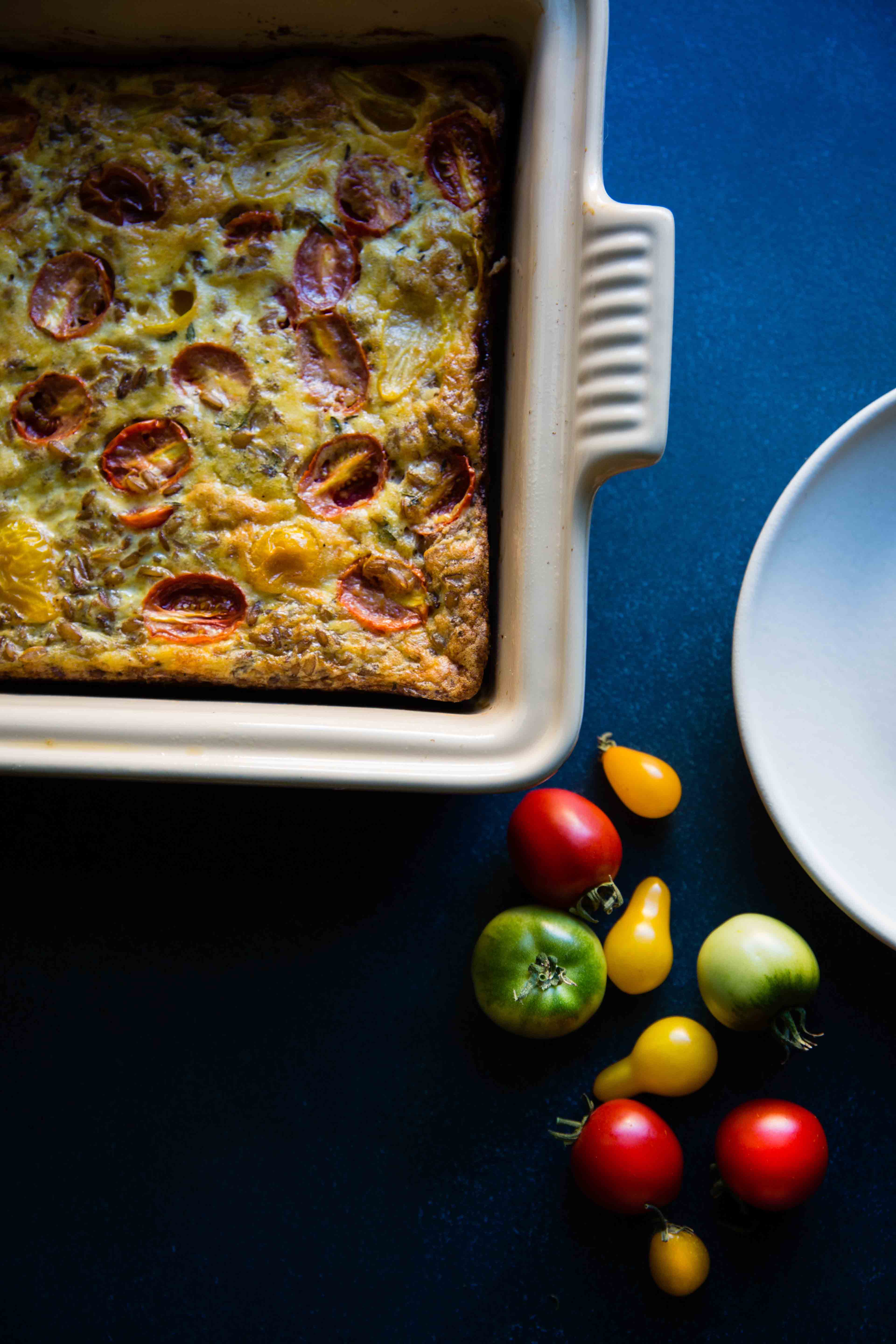 Winter mornings call for something hearty like Tomato Rye Berry Breakfast Casserole.