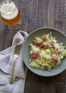 Warm IPA Braised Cabbage Salad