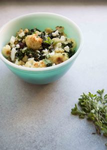 Mediterranean Cauliflower Kale Roast with Feta