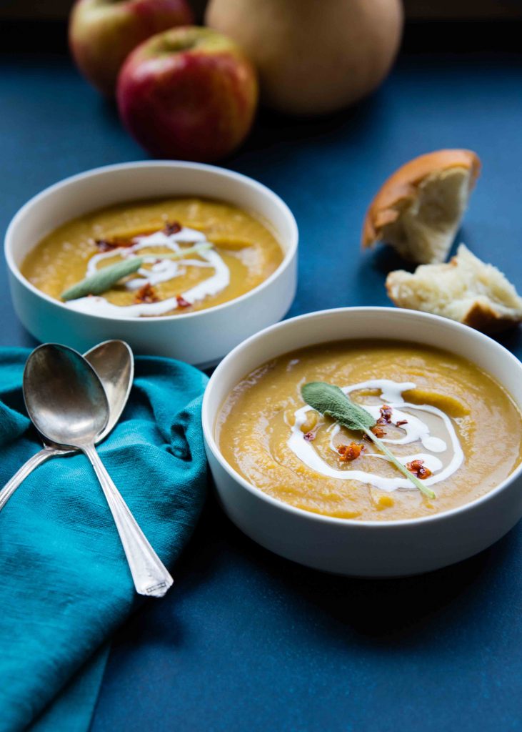 Roast the squash and you're halfway there to make a comforting pot of Honeycrisp Apple Butternut Squash Soup.