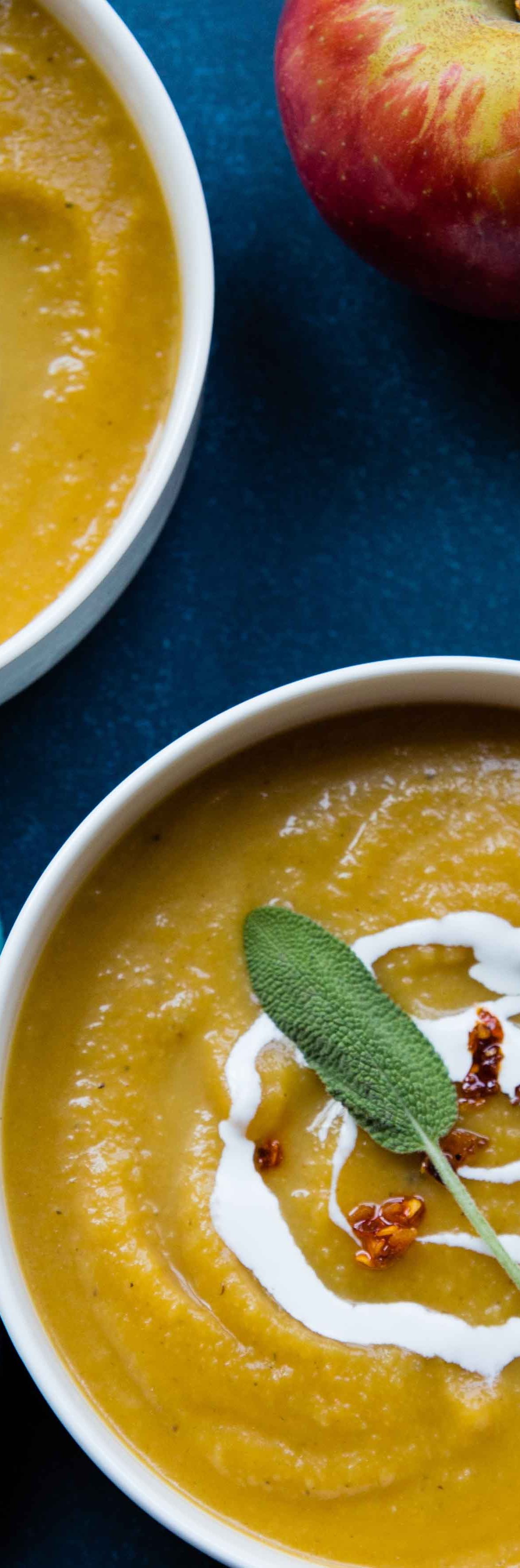 Honeycrisp Apple Butternut Squash Soup is what fall flavors are made of.