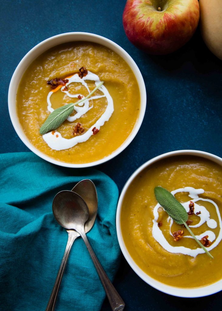 Make a pot of homemade Honeycrisp Apple Butternut Squash Soup to fall into an autumn frame of mind.